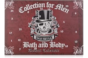 ‎ACCENTRA Accentra - Pflege Adventskalender 2025 für Männer mit 24 Pflegeprodukten im Totenkopf Design, Herren Weihnachtskalender zur Körperpflege mit Duschgel Bartwachs, Seife, Multi-Tool, Badebombe, Kamm uvm.