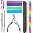HNYYZL Nail File, Nail File Kit-3PCS Double Sided Emery Boards for Nails,Sponge Buffer Block,Nail Brush,Cuticle Clipper and Pusher