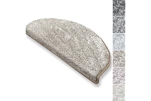 casa pura Coprigradini per Scale Interne - Tappeto Scale Antiscivolo, Effetto Velour (13.5mm) Ultra - Morbido in Numerosi Colori Pastello - Mezzaluna - Set da 15-23.5x65 - Beige