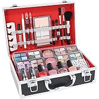 love urban beauty vegan french manicure makeup box - 76-piece makeup set - includes eyeshadow highlighter lipstick blush brush manicure accessories - ideal vanity case for home