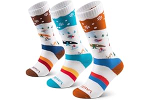 WEIERYA Chaussettes de Ski pour Enfant, Chaussettes Thermiques de Ski pour Garcon et Fille, 3 Paires