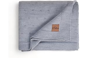 ‎DALISA Dalisa Weiches, leichtes Acryl-Strickdecke Atmungsaktiv Drop 130x170 cm Grau - Vielseitig für Deko, für Alle Jahreszeiten, Öko-Tex Zertifiziert