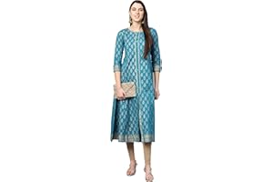 Yash Gallery Damen Baumwolle Gold Print Anarkali Kurta