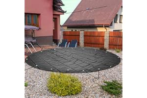 VEVOR Säkerhetsskydd för pool diameter 4 m rund poolöverdrag, poolstorlek 3,7 m diameter PVC-poolduk, kolfärg, lätt att installera och förhindra skräp