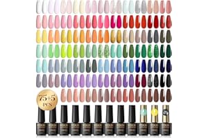 ROSALIND Zestaw lakierów do paznokci, manicure hybrydowy, minilakiery żelowe, 80 sztuk, biały, nude, żółty, różowy, brokatowy, do salonu kosmetycznego, zestaw startowy, prezentowy