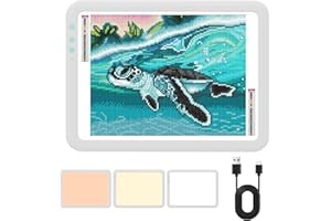 HIUKCOLED Wireless Battery Powered A3 Light Pad, 3 Colors Stepless Dimmable and 6 Levels Brightness Light Board, Rechargeable LED Light Tracing Box for Diamond Painting,Cricut Weeding Vinyl Tools