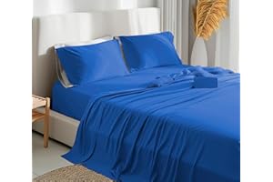 CLARA HOME MILANO Clara Home Set Lenzuola in Puro Cotone Tinta Unita, Made in Italy, Completo con Federe per guanciali (Blu Royal, Matrimoniale 2 Piazze)