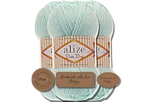 ‎HOBBY YARN Hobby YARN 3x Etikettenlabel mit Alize Baby Best Wolle Premium 3x100g als Set, Antipilling Babywolle Acryl Uni & Batik Strickgarn zum Häkeln und Stricken (19)
