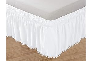 Elegant Comfort Top-Knoten-Quaste, Pompon, Fransenrock, Rüschenrock, elastisch, knitterfrei, 40,6 cm lang, Queen/Kingsize, Weiß