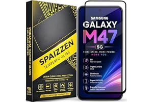 SPAIZZEN Military-Grade Tempered Glass Screen Protector Compatible for Samsung Galaxy M47 5G / Samsung Galaxy M47 with Edge to Edge Coverage and Easy Self Installation kit