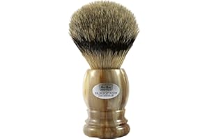 Hans Baier Exclusive Brocha de Afeitar - pelo de tejón punta de plata – Asa de plástico imitación de cuerno