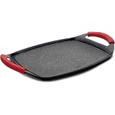 LACOR 25536 Eco Stone Grill Griddle, Black, 22.5 x 29 cm | En aluminio fundido, apta para inducci&oacute;n; apta para horno, con asa