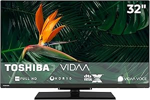 Toshiba Fernseher 32 Zoll Smart TV VIDAA Full HD Fernseher HDR Smart TV mit Triple-Tuner, LED TV 32LV3F63DAZ (2026)