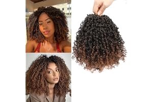 MLETULIPS Yanky Twist z kręconymi włosami w stylu boho, szydełkowe, kręcone, mini sprężynowe, kręcone włosy dla kobiet (1B/30#, 8 cali (opakowanie 8 szt.)