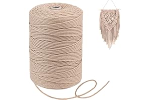 ‎HOMEWIT Homewit Makramee Garn 3mm 300m, Natur Baumwollgarn Makramee Für DIY Handwerk,Macrame Cord,Garn Für Makramee Graubraun
