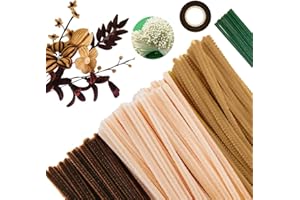 APKOL 300 Limpiapipas ManualidadesPipe Cleaners Limpiapipas de Colores para Manualidades,Colores Brillantes Incluidos, con Tallo Floral Artificial y Cinta de Flores,DIY Decoraciones,Serie marrón