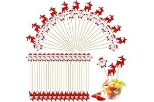SRIZIAN 200 Stück Cocktailspieße, 5.1Inch Weihnachten Obstspieße Bambus Cocktail Picks Cocktail Sticks für Obst, Cocktail, Vorspeisen, Getränke Party Dekoration