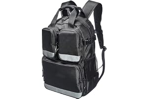 Pahal Nylon Tool Bag Backpack Waterproof Heavy Duty for Tools of Electrician,Technician,Black 19 Pockets 18 INCH