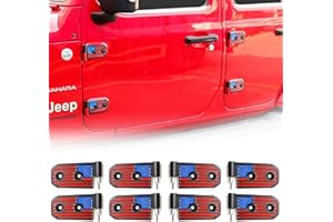 RERPRO JL Aluminium-Türscharnier-Set, kompatibel mit Jeep Wrangler JL JLU Gladiator JT Unlimited Rubicon Sahara Sportzubehör, Original-Ersatzscharniere, 8 Stück, Farbe: Rot