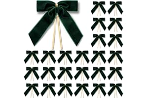 MORSUNBELA Lazo de regalo verde para decoración, lazos de terciopelo para boda, lazos navideños para cumpleaños, Navidad, comunión, regalos para invitados, 25 piezas, verde oscuro