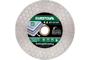 KURSTOL Disque Diamant Carrelage 125mm - Double Face Coupe Meulage Disques à Tronçonner Diamantés pour Porcelaine Céramique Marbre Granit Pierre Artificielle Quartz