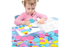 SMILE KID BIG HAPPY Kids Puzzle Educational Toys for Toddlers Boys & Girls 3-5 Years Old Wooden Craft Kits for Toddler Kids 3 Years Old Montessori Arts Kits Fine Motor Stacking Toys Puzzles 180pcs +Guiding Cards 8pcs