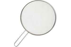 Amazon Basics Protector de Salpicaduras para Sartén, 33,0cm, Acero Inoxidable, Apto para Lavavajillas