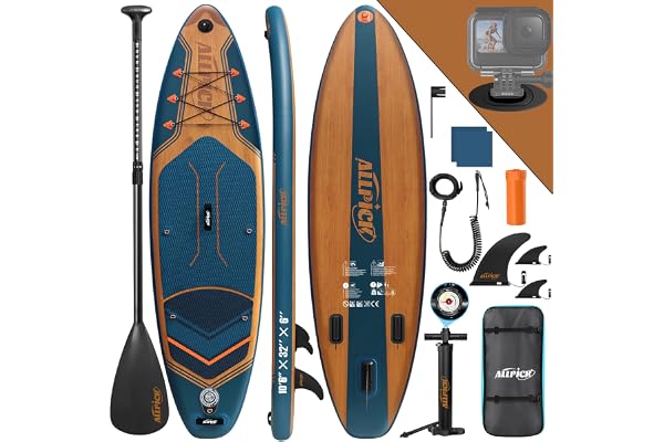 ALLPICK Paddle Gonflable, Kit de Padelsurf de Stand Up Paddle Sup Gonflable de 320 cm, avec Support Universel pour Caméra, Pagaie réglable, Débutants et confirmés, 200 kg