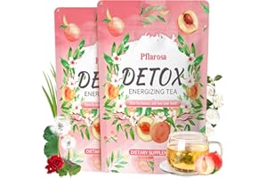 PFLAROSA Detox Tee zum Abnehmen – Bio Entgiftungstee 56 Tage Kur zur Stoffwechselanregung, Darmreinigung & Fettverbrennung – Mit Grüntee, Oolong, Mate & Löwenzahn