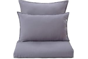 ‎URBANARA URBANARA Bettdeckenbezug Bellvis – 135cm x 200cm, Anthrazit, 100% europäisches Leinen – Leinenbettwäsche, Sommerbettwäsche