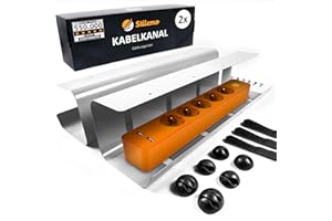 Stilemo Raccogli Cavi Scrivania – Canalina Passacavi sotto Scrivania Cable Management – Organizer Portacavi Ufficio - Nascondi Cavi sotto Tavolo – 2 Scatole Porta Cavi - Verniciatura a Polvere Grigio
