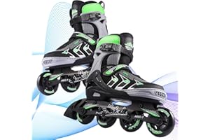 Hikole Adjustable Inline Skates Comfortable Adult Inline Skates with Adjustable Size for Women, Men, Teens, Beginners, Size 4-16