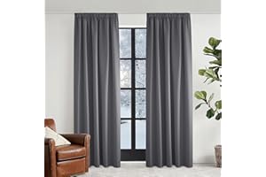 KGORGE Thermovorhang Kälteschutz Kräuselband Thermo Gardinen Blickdichte Vorhänge 240 x 140 cm(HxB) Grau Blickdicht Verdunklungsvorhänge Blackout Curtains for Living Room