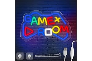 JUDANNA Game Room Neon Sign Game LED Neon Light Sign USB Power LED Sign Game Wall Light Gaming Room Decor Gamer Gifts for Boys,A