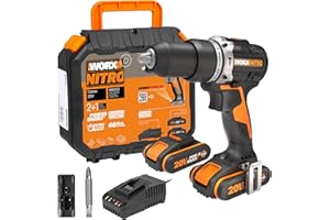 WORX WX352 Trapano avvitatore con percussione brushless 60nm-20V con 2.0 batterie da 2.0Ah