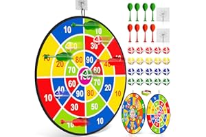 ‎DOLOOWEE Doloowee 29 Zoll Dartscheibe Kinder 74cm, Kinder Spielzeug Doppelseitige Dartscheibe mit 20 klettballspiel wurfspiel Kinder Bälle, 8 Darts, Indoor Outdoor Spiele für Kinder Geschenke für