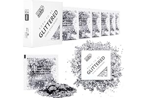 BORN TO BE GLITTERED BY SUSTAINABLE BITCH Born To Be Glittered - Purpurina para Maquillaje y la Cara en Polvo - Libre de Plástico - Biodegradable - Perfecto para Cuerpo Cara Uñas - Festivales y Fiestas - Color Plata - Silver Moonlight