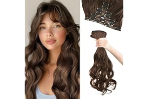 Vlasy Hair Extensions Clip in,7PCS Wavy Clip in Extensions,20 Inches Long Synthetic Clip on Hair Hairpiece Full Head for Women Girls(6#)