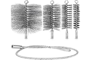 Nuenen 5 Stück Kamin Reinigungsset Flexible Ofenrohr Reinigungsbürste mit 1m Biegbare Schubstange Heizkesselbürste Schornsteinfeger Bürste Kamin Reinigung Bürste Kaminbesen 30mm 50mm 80mm 150mm