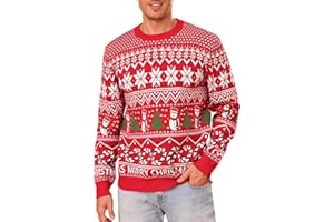 Gyabnw Jersey Navideño Cuello Redondo para Hombre Suéter de Manga Larga Cálidos Hombre Invierno