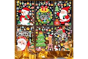 DAZAKA Vetrofanie Natale, Natale Adesivi, 221PZ Adesivi Decorazione Natale Finestre, Stickers Natale Bambini Rimovibile Statici PVC, DIY Adesivi Vetro Natale per Natale Decorazioni Casa (B)