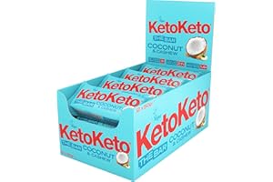 Keto Keto Bars 12 x 50g Keto Snacks Weight Loss | Keto Diet, Sugar Free Snack, Meal Replacement Bar | Healthy Snacks, Low Carb Food | Low Calorie, Vegan Food, Breakfast Bar (Coconut Cashew)