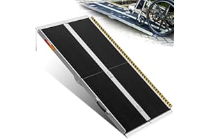 PURFINO Rampa per Sedia a Rotelle 152CM, Capacità 363KG, Rampa Disabili Pieghevole Antiscivolo in Alluminio con Superficie in Carborundum per Gradini, Soglie, Cordoli, Scale e Auto