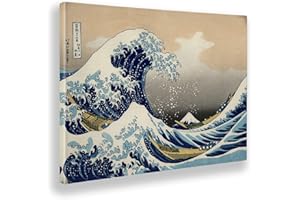 Giallobus - Cadre - Hokusai - La grande vague de Kanagawa - Toile - 100x70 - Prêt à accrocher - Peintures modernes pour la maison