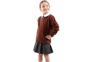 GW CLASSY OUTFIT GW CLASSYOUTFIT Girls Boys Kids Jumper Button Fleece Cardigans Shirts Crew Long Sleeve TOP Sweat Shirt School Uniform Pull Over Jumper Round/V- Neck School Uniform Ages 5-13