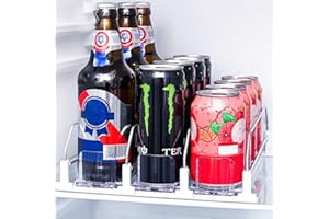 OAKENCREST Automático Organizador Latas Nevera, 3 Filas Organizador Frigorifico, Organizadors De Bebidas Ajustable, Puede Contener 12 latas, para Frigoríficos, Cocinas y Armarios 31×25cm