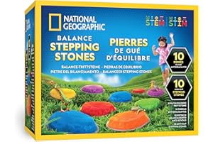 Blue Marble National Geographic Pierres d’Équilibre pour Enfants - 10 Pierres Antidérapantes Durables pour Développer la Motricité Globale et l’Équilibre