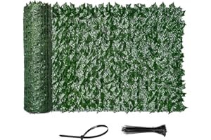 Vinclus Artificial Ivy Green Leaf Hedge Privacy Protection,Garden Fence Screening,Outdoor and Indoor Home Balcony Wall Decoration,Trellis Leaves Panel 1 X 3m