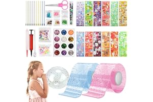 VICTERR 2 Rotoli Nano Tape Bubble Kit, Trasparente Nastro Biadesivo con Pompa, Paillettes, Polvere Glitterata, Adesivi, Fai da te Nastro Adesivo Nano Tape Giocattolo Kit Artigianali per Bambini Adulti