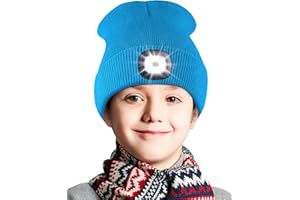 Deilin Mütze mit Led Licht Kinder, USB Wiederaufladbare Strickmütze mit 4 LED Licht Unisex Winter Wärmer Beleuchtete Mütze mit Taschenlampe Weihnachten Festival Geschenke für Jungen und Mädchen